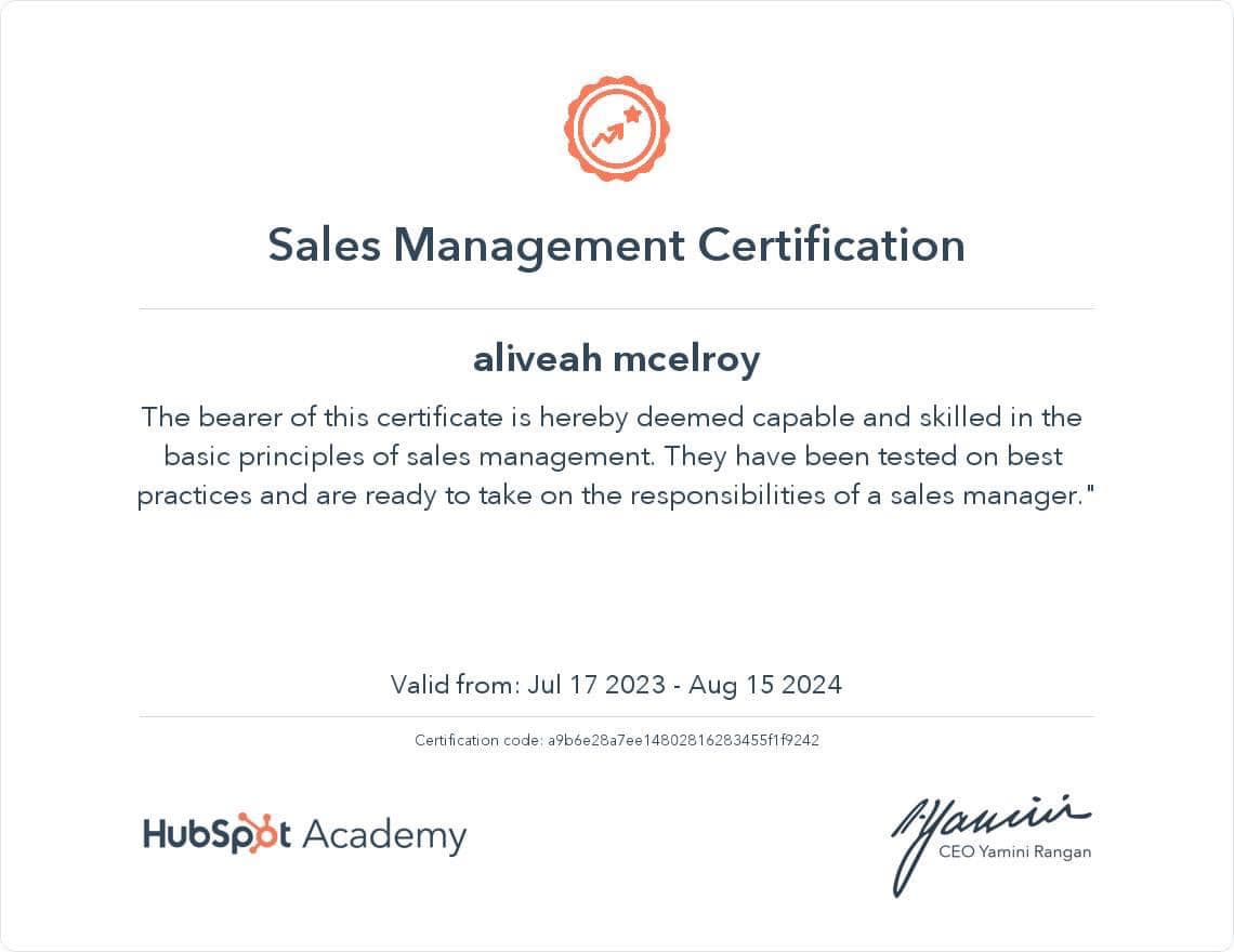 Sales Management Certified